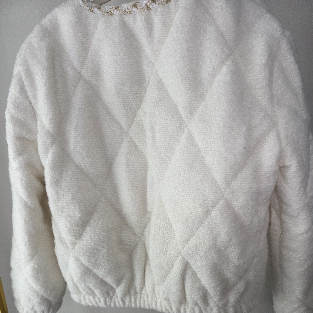 VICI Cream Quilted Bouclé Zip Jacket with Braided Trim - Picture 6 of 6